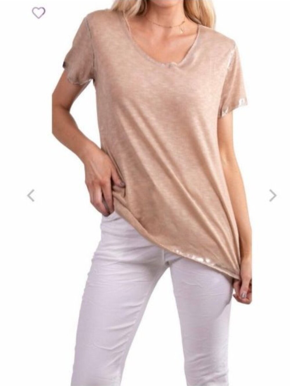 Gigi Moda Lunia Metallic Trim V-Neck Knit Top Beige Made in Italy Size Medium